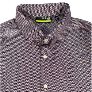 MURANO Performance Slim Fit Shirt Men XL Geometric Print Long Sleeve Stretch